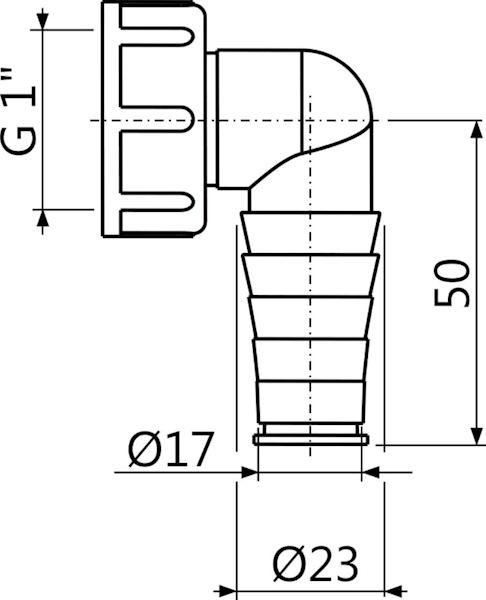 P0048-ND ALCADRAIN Kolanko komplet G 1" / 17–23 KOLANO NAKRĘTNE SYFONU PRALKI