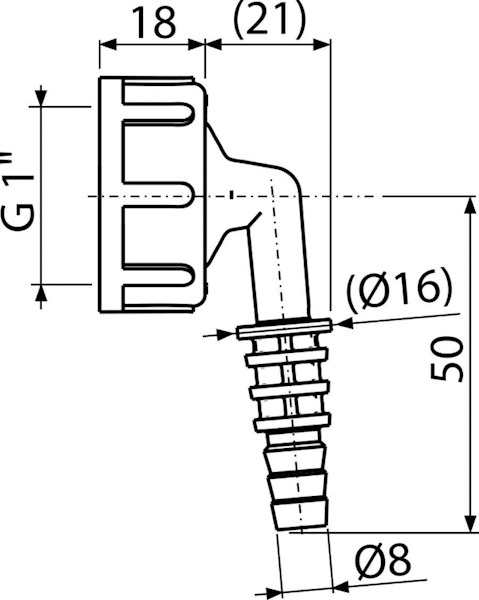 P0049-ND ALCADRAIN Kolanko komplet G 1" / 8 –16 KOLANO NAKRĘTNE SYFONU SUSZARKI