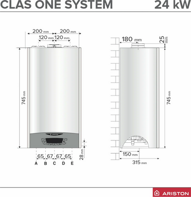 CLAS ONE SYSTEM 24 kocioł gazowy kondensacyjny jednofunkcyjny z funkcją Auto 3,9 - 23,6 kW ARISTON 3301031
