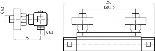 2447170 ESTILL SQUARE PLUS bateria natryskowa termostatyczna ścienna chromowana Valvex