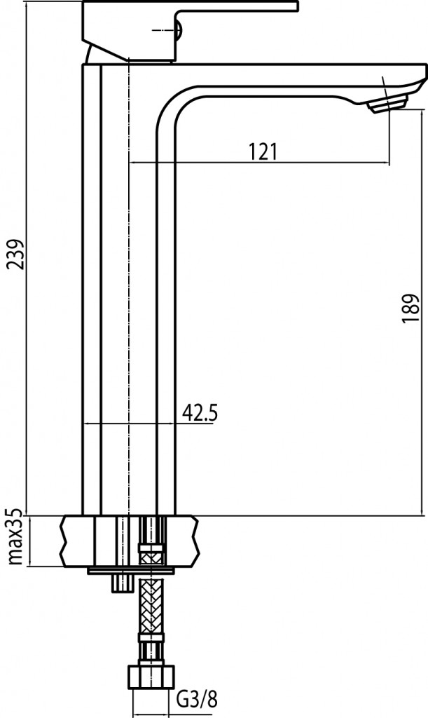 2454920 LOFT CHROME Bateria umywalkowa stojąca WYSOKA 239 mm chromowana Valvex