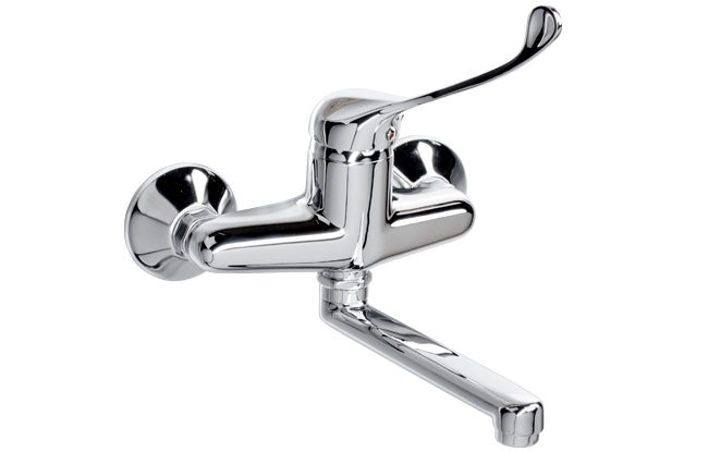 2400760 MEDICA CHROME bateria umywalkowa ścienna z krótką wylewką chromowana Valvex