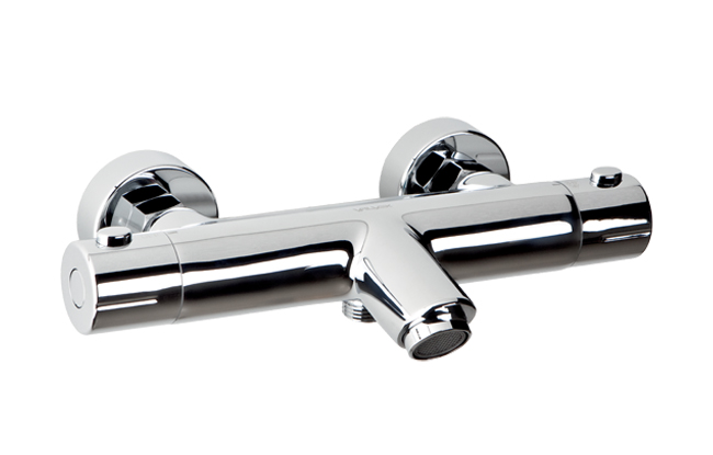 2447160 ESTILL CHROME ROUND bateria wannowa ścienna termostatyczna chromowana Valvex