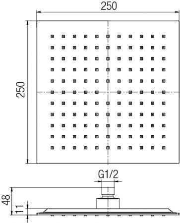 2445980 CARRÉ BLACK głowica prysznicowa 250x250 czarna Valvex