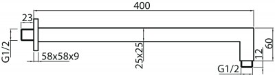 2448470 KVADRO CHROME ramię natrysku ścienne chromowane Valvex