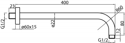 2448460 ROUND CHROME ramię natrysku ścienne chromowane Valvex
