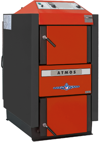 KOCIOŁ ATMOS DC 32 GS 32kW z regulacją ACD 04 zgazowujący drewno maksymalna długość drewna 530 mm