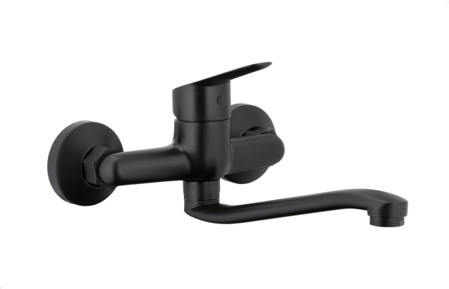 5410-910-81 Bateria SPARC BLACK zlewozmywakowa ścienna jednouchwytowa, z obrotową wylewką, czarna, KFA ARMATURA