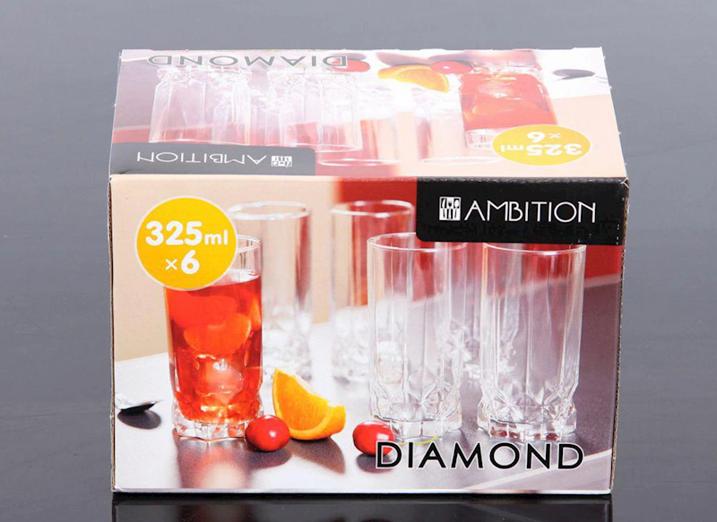 Komplet szklanek wysokich DIAMOND 325ml AMBITION 64683