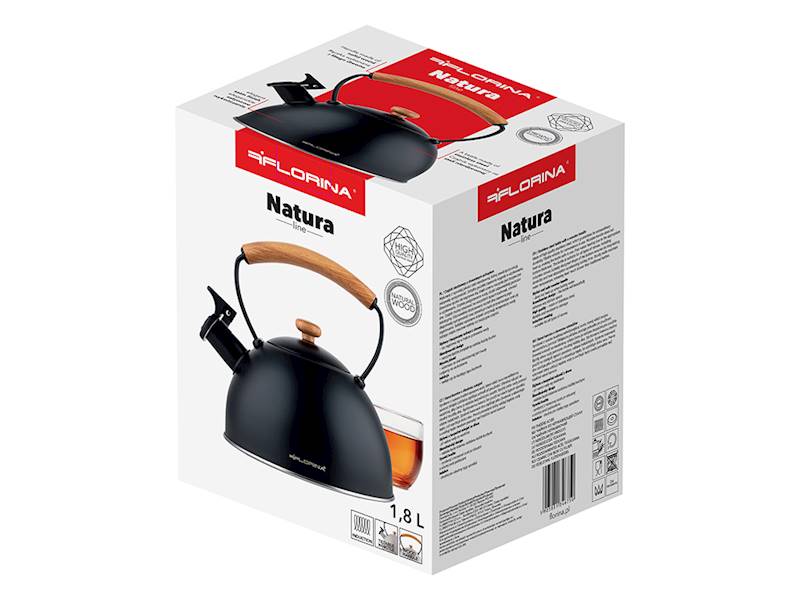 Czajnik stalowy NATURA LINE NEW 1,8-L czarny FLORINA