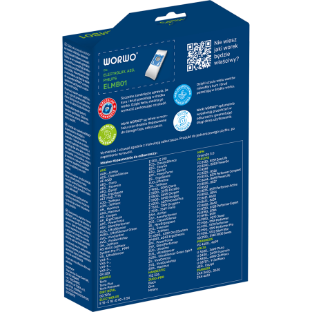 Worki do odkurzacza Perfekt Bag ELMB01 – do odkurzaczy Electrolux, Philips, AEG, Zanussi (4 szt. + filtr)