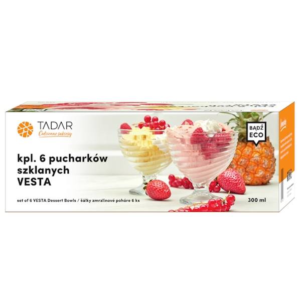 Komplet 6-ciu pucharków szklanych VESTA 300ml TADAR