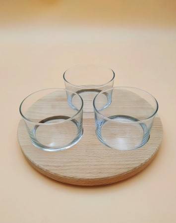 Komplet 3 salaterek na drewnianej desce 21 cm GLASMARK