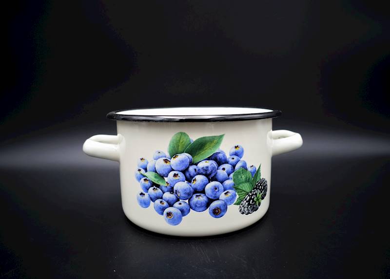 Garnek emaliowany Borówka 2L ⌀16 cm – Emalia Pleszew | Na indukcję, styl retro