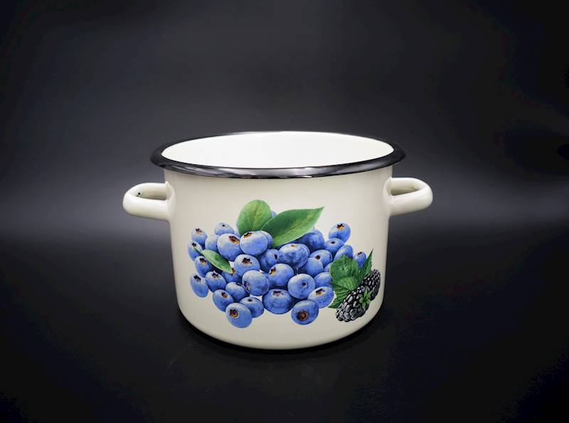 Garnek emaliowany Borówka 3,2L ⌀18 cm – Emalia Pleszew | Na indukcję, styl retro