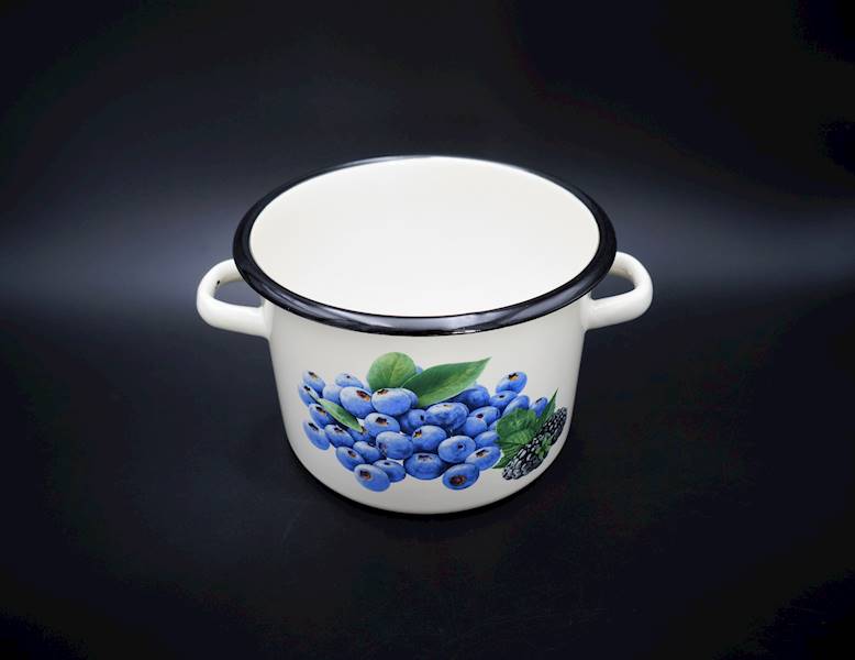 Garnek emaliowany Borówka 3,2L ⌀18 cm – Emalia Pleszew | Na indukcję, styl retro
