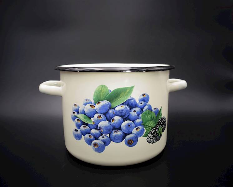 Garnek emaliowany Borówka 4,5L ⌀20 cm – Emalia Pleszew | Na indukcję, styl retro