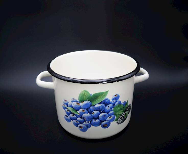 Garnek emaliowany Borówka 4,5L ⌀20 cm – Emalia Pleszew | Na indukcję, styl retro