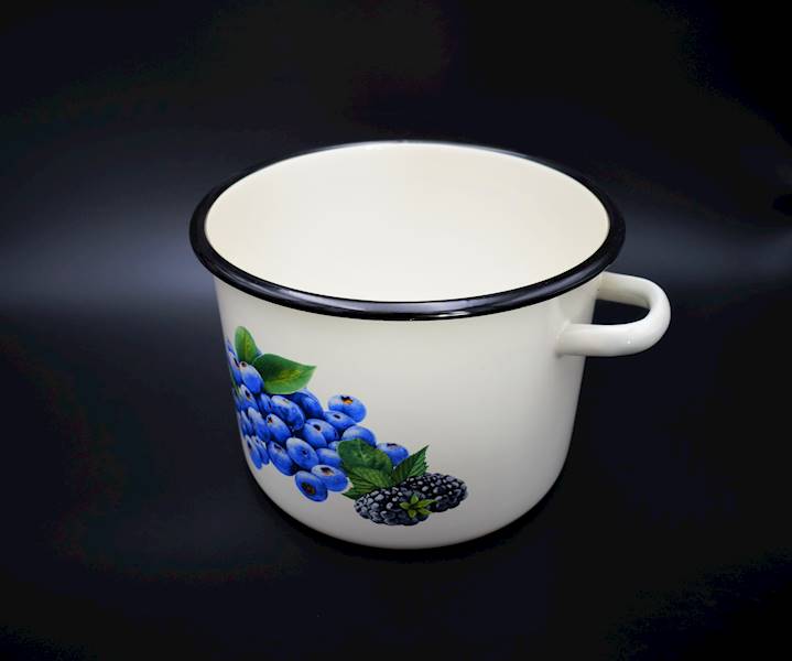 Garnek emaliowany Borówka 6L ⌀22 cm – Emalia Pleszew | Na indukcję, styl retro