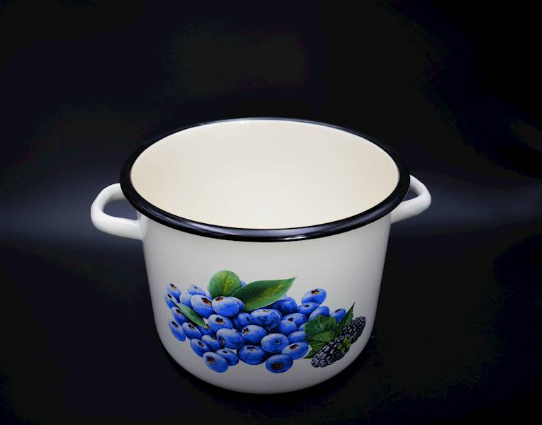 Garnek emaliowany Borówka 6L ⌀22 cm – Emalia Pleszew | Na indukcję, styl retro