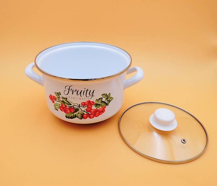 Garnek emaliowany prosty Emalia Pleszew Kalina 2L 16cm