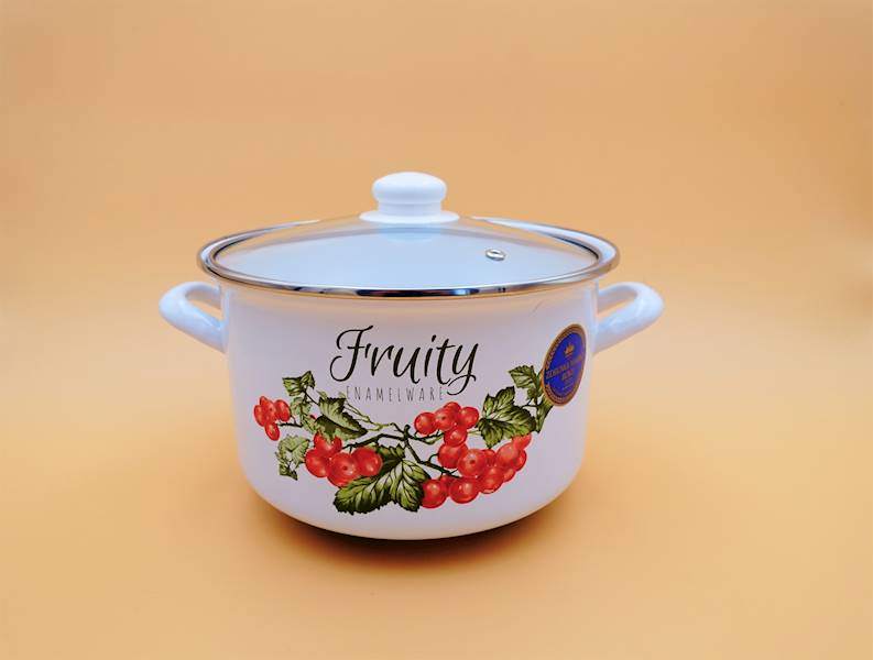 Garnek emaliowany prosty Emalia Pleszew Kalina 4,7L 22cm
