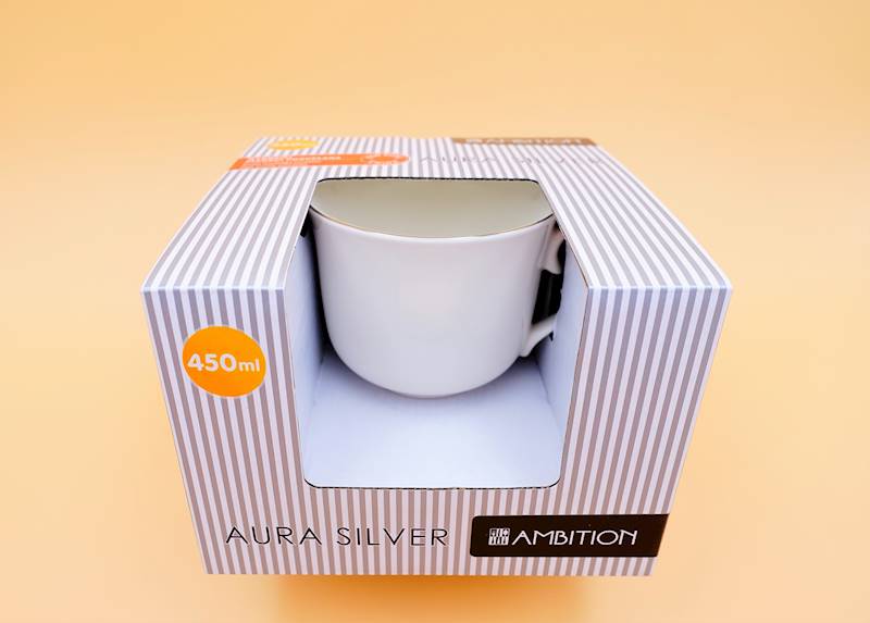 Filiżanka ze spodkiem Aura Silver 450 ml  AMBITION 40096