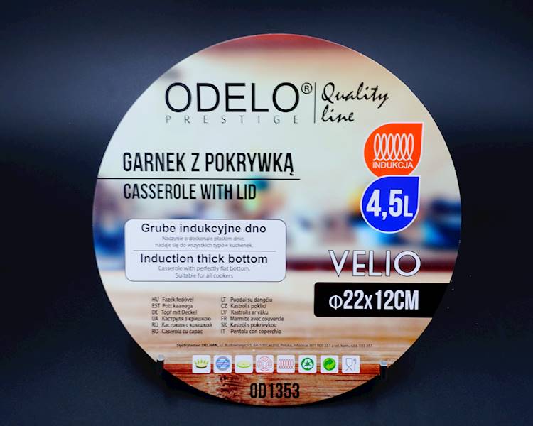 Garnek stalowy VELIO 22 cm 4,5 litra ODELO OD1353