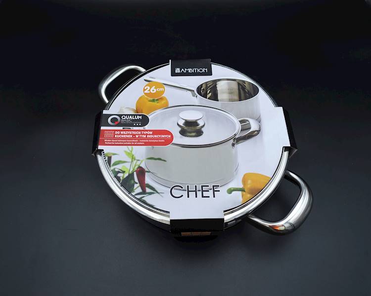 Patelnia głęboka CHEF 26cm z pokrywą  AMBITION 94551