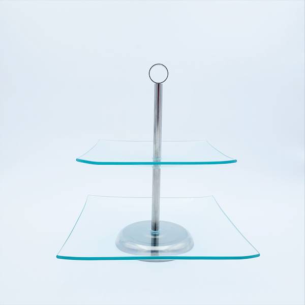 Patera szklana Magdalena 20/25 cm kwadratowa dwupoziomowa