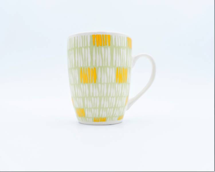 Kubek porcelanowy BONNY 320ml Zielono żółta szachownica