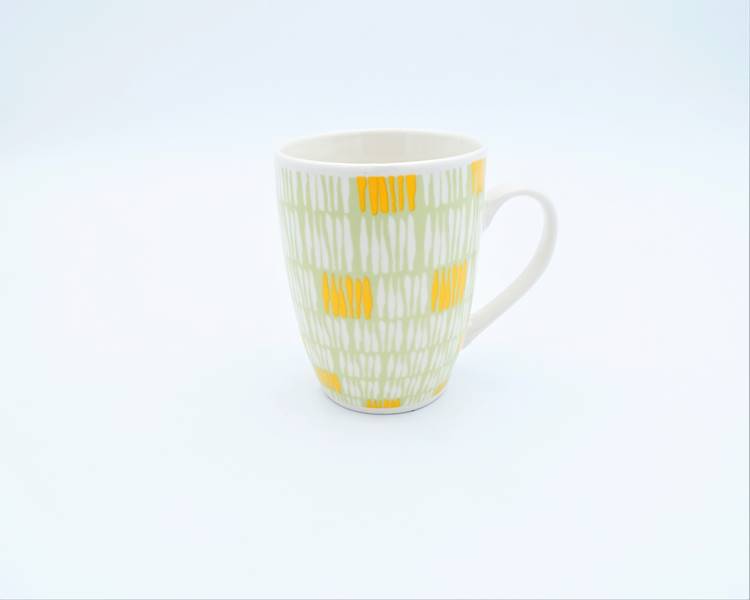 Kubek porcelanowy BONNY 320ml Zielono żółta szachownica