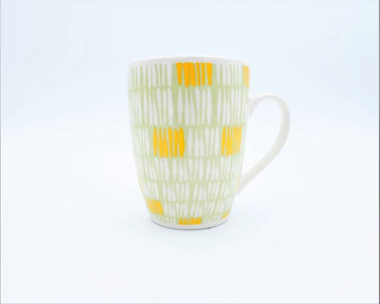 Kubek porcelanowy BONNY 320ml Zielono żółta szachownica