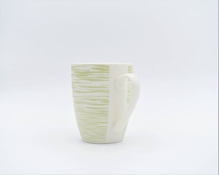 Kubek porcelanowy BONNY 320ml Zielone paski