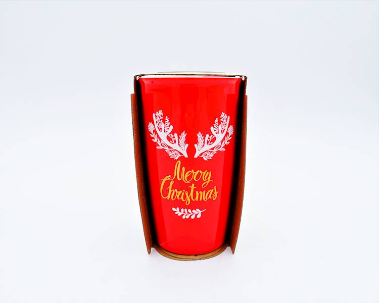 Kubek porcelanowy z pokrywką X-Mass z rogami 480ml Florina