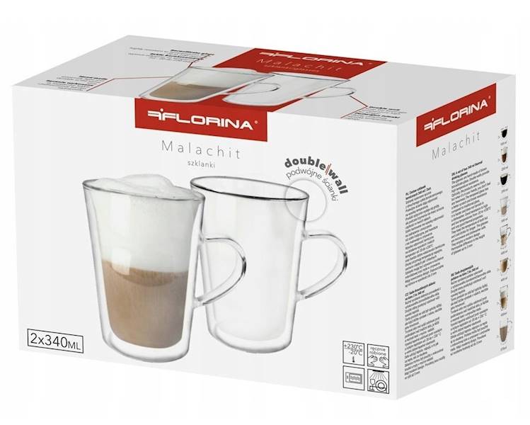 Szklanki termiczne z uchem Florina Malachit 340 ml, 2 sztuki