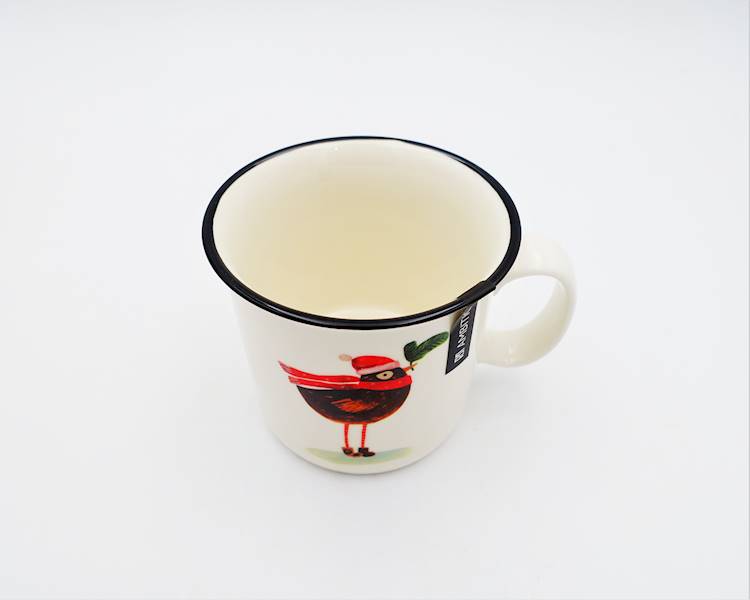 Kubek porcelanowy z czarnym rantem Forest 510 ml Ptaszek AMBITION