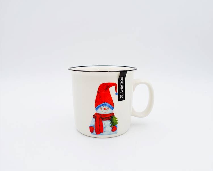 Kubek porcelanowy z czarnym rantem Forest 510 ml Bałwanek AMBITION