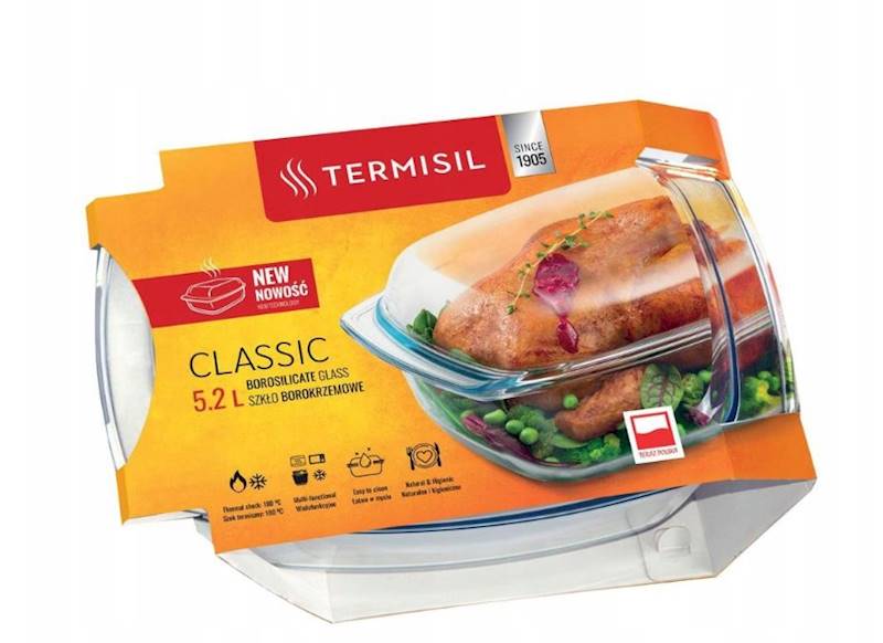 Naczynie żaroodporne prostokątne z pokrywą Termisil 5,2 L