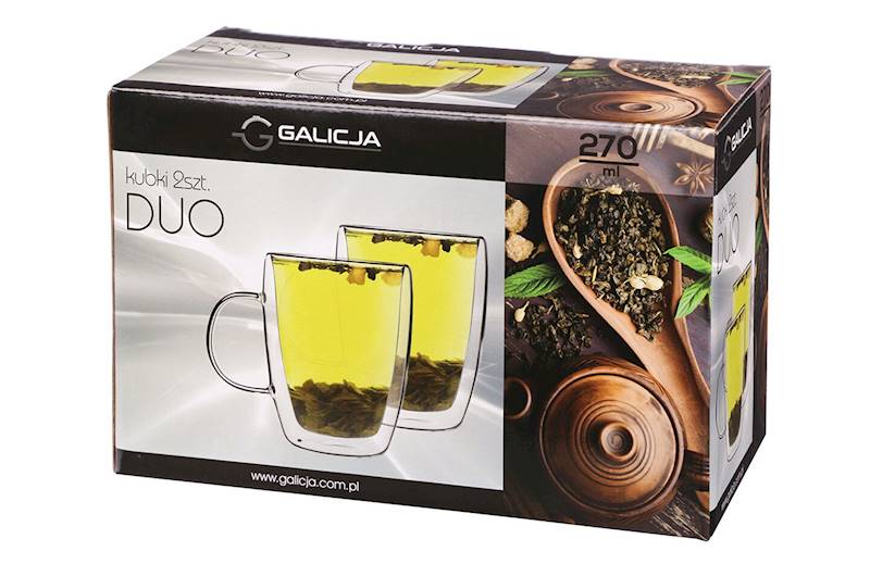 Szklanki z podwójną ścianką z uchem DUO 270ml GALICJA 233291