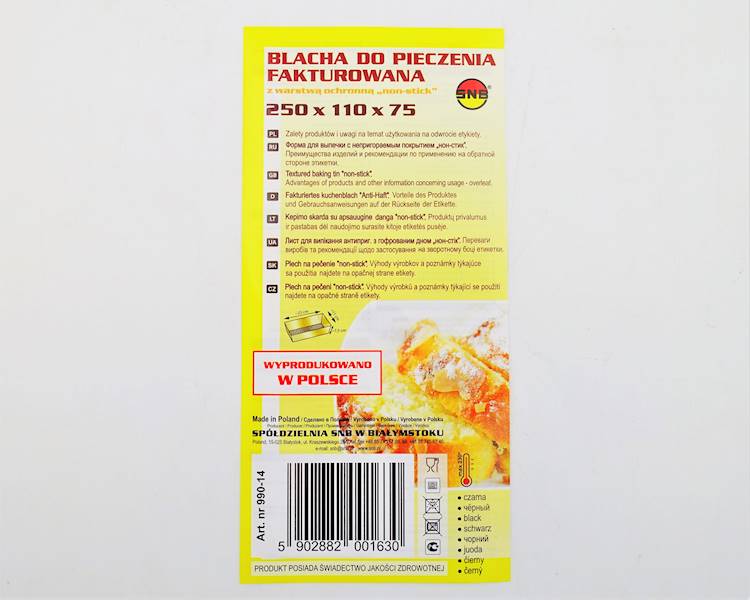 Blacha Forma Do Pieczenia Ciasta NON-STICK 25x11x7 SNB