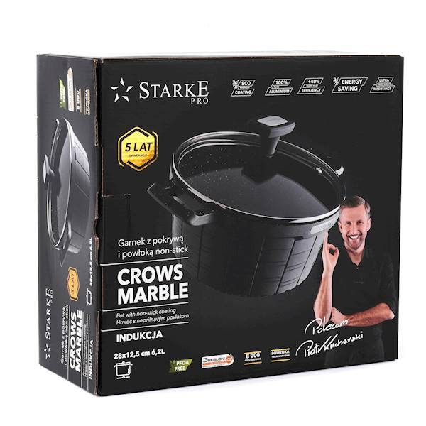 Garnek aluminiowy STARKE PRO  Crows Marble 6,2 L