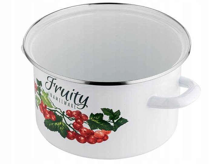 Garnek emaliowany KALINA 16cm z pokrywą EMALIA POLSKA PLESZEW