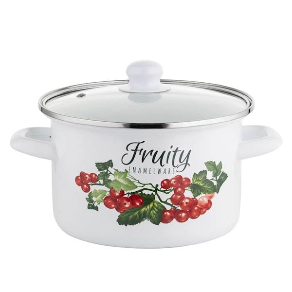 Garnek emaliowany KALINA 18cm z pokrywą EMALIA POLSKA PLESZEW