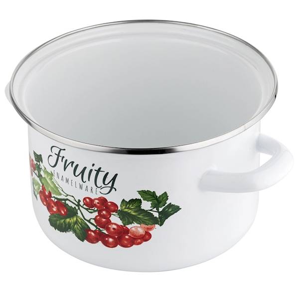 Garnek emaliowany KALINA 18cm z pokrywą EMALIA POLSKA PLESZEW
