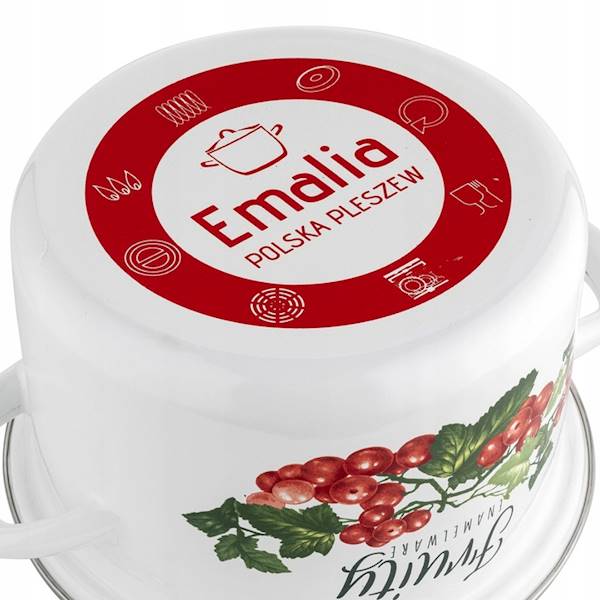 Garnek emaliowany KALINA 18cm z pokrywą EMALIA POLSKA PLESZEW