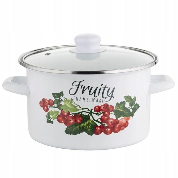 Garnek emaliowany KALINA 20cm z pokrywą EMALIA POLSKA PLESZEW
