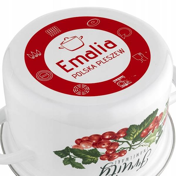 Garnek emaliowany KALINA 20cm z pokrywą EMALIA POLSKA PLESZEW