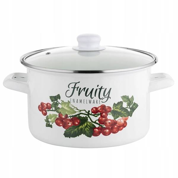 Garnek emaliowany KALINA 22cm z pokrywą EMALIA POLSKA PLESZEW