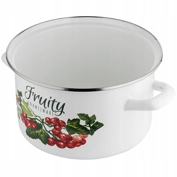 Garnek emaliowany KALINA 22cm z pokrywą EMALIA POLSKA PLESZEW